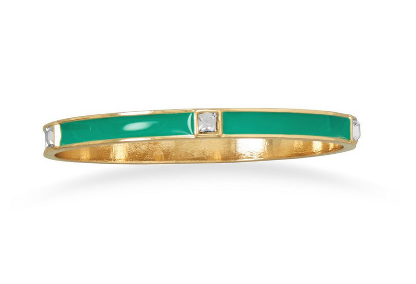 Get A Free Teal Enamel Bracelet With Crystal From Crown Jewelry!